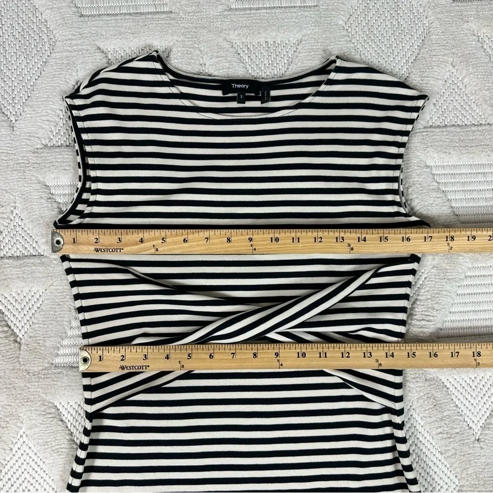 Theory Dress Small  Stripe  Sleeveless Twist-Front Clinton - Picture 9 of 17